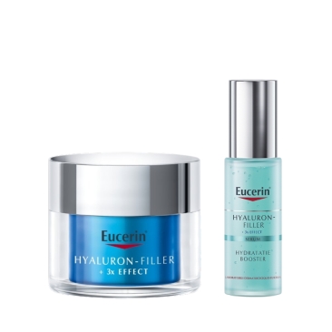 Eucerin Hyaluron-Filler Booster 30ml en Hydratatie Booster Nacht 50ml Routine Kit