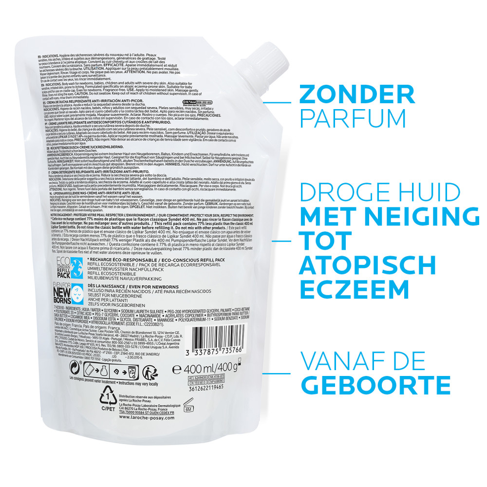 La Roche-Posay Lipikar Syndet AP+ Lichaamsreiniging Navul 400ml