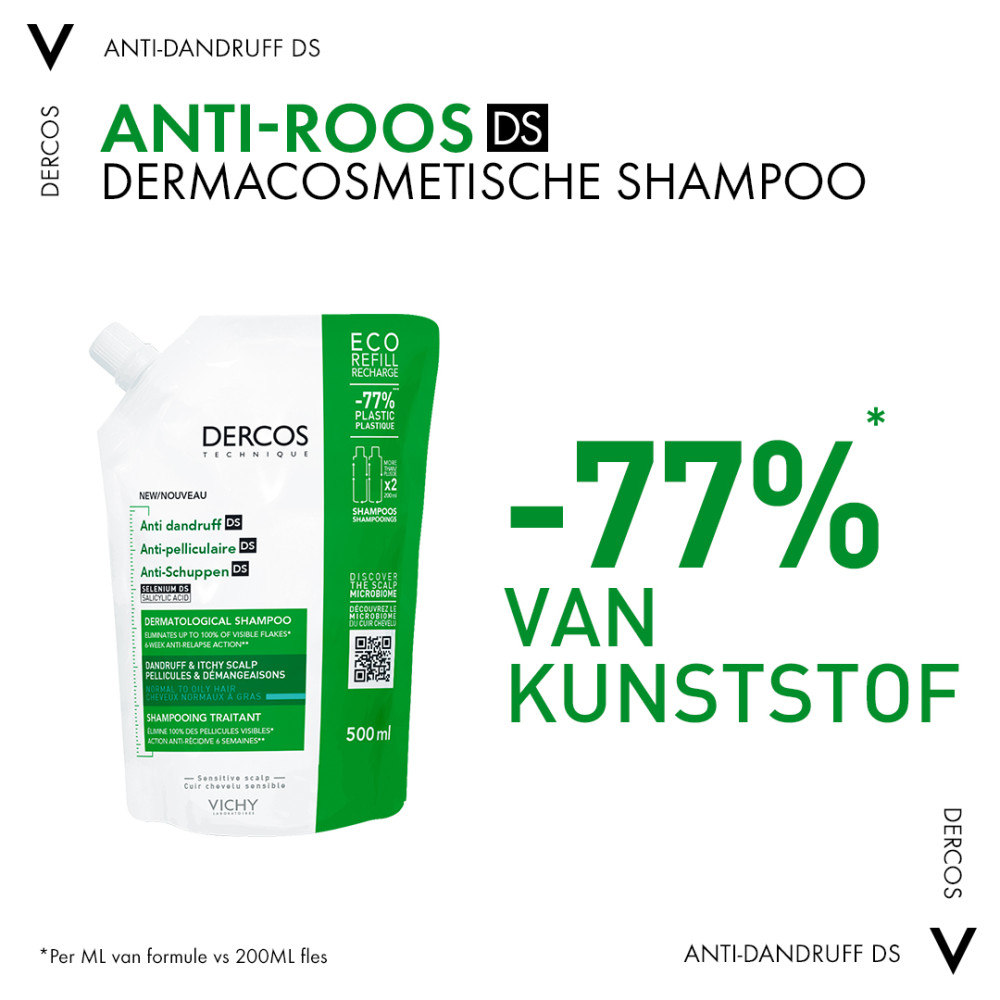 Vichy Dercos Anti-Roos Shampoo Normaal tot Vet Haar Navul 500ml