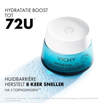 Vichy Minéral 89 Hydraterende Boost Crème 72 uur Parfumvrij 50ml