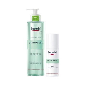 Eucerin DermoPure Reinigingsgel 400ml en Matterende Fluïde 50ml Routine Kit