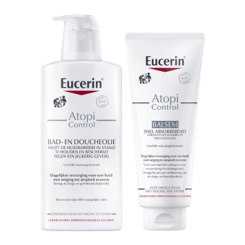 Eucerin AtopiControl Bad Doucheolie 400ml en Balsem 400ml Routine Kit